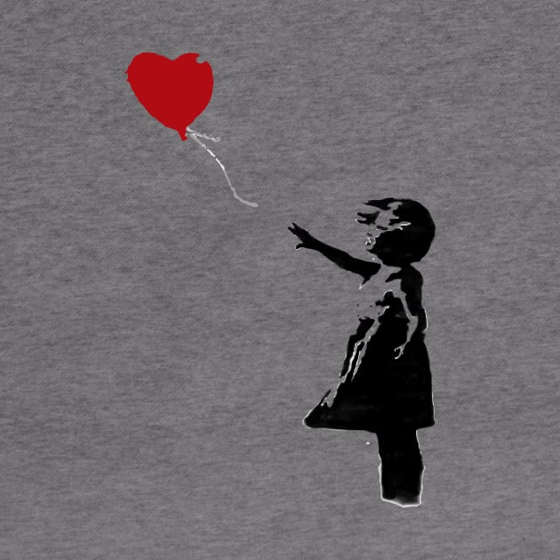 BANKSY Red Heart Balloon Girl by inkstyl